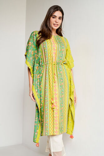 Green Ethnic Motifs Flared Kurta, Green, image 2
